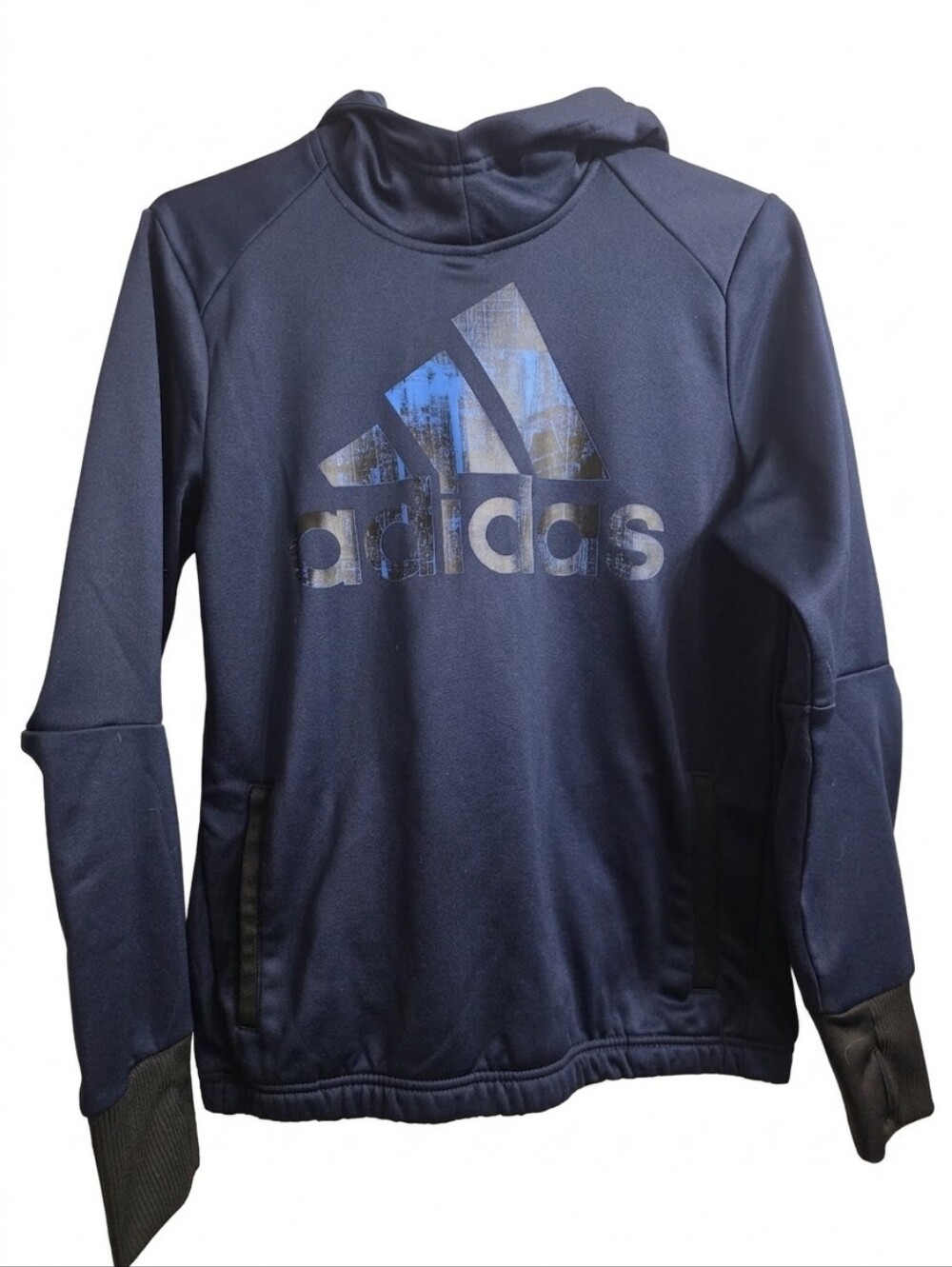 Adidas Dark Navy Pullover Hoodie Logo - Youth XL